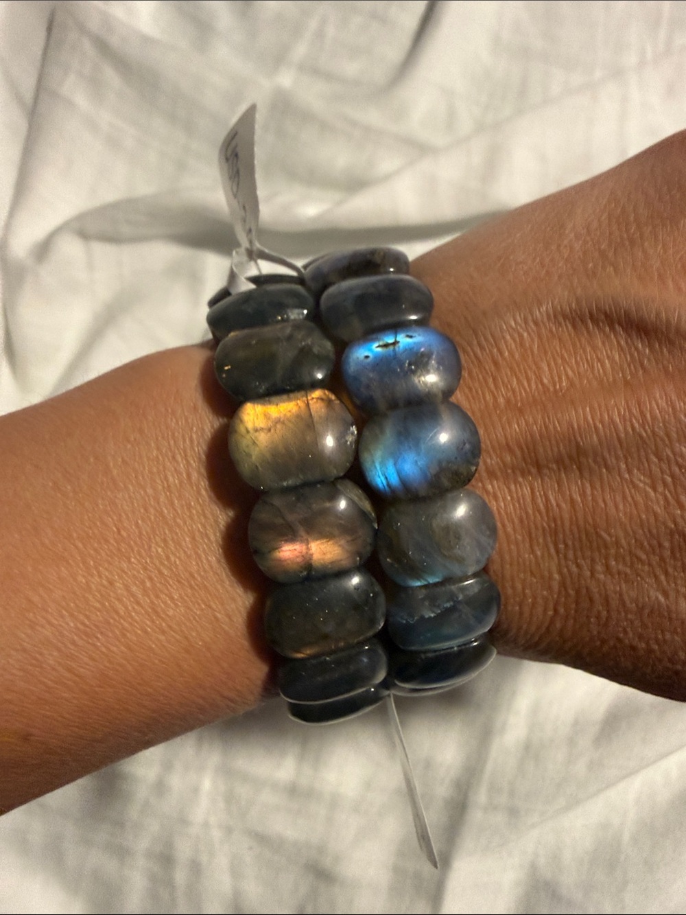 Labradorite Stretch Bracelet - Iridescent Blue & Gold
